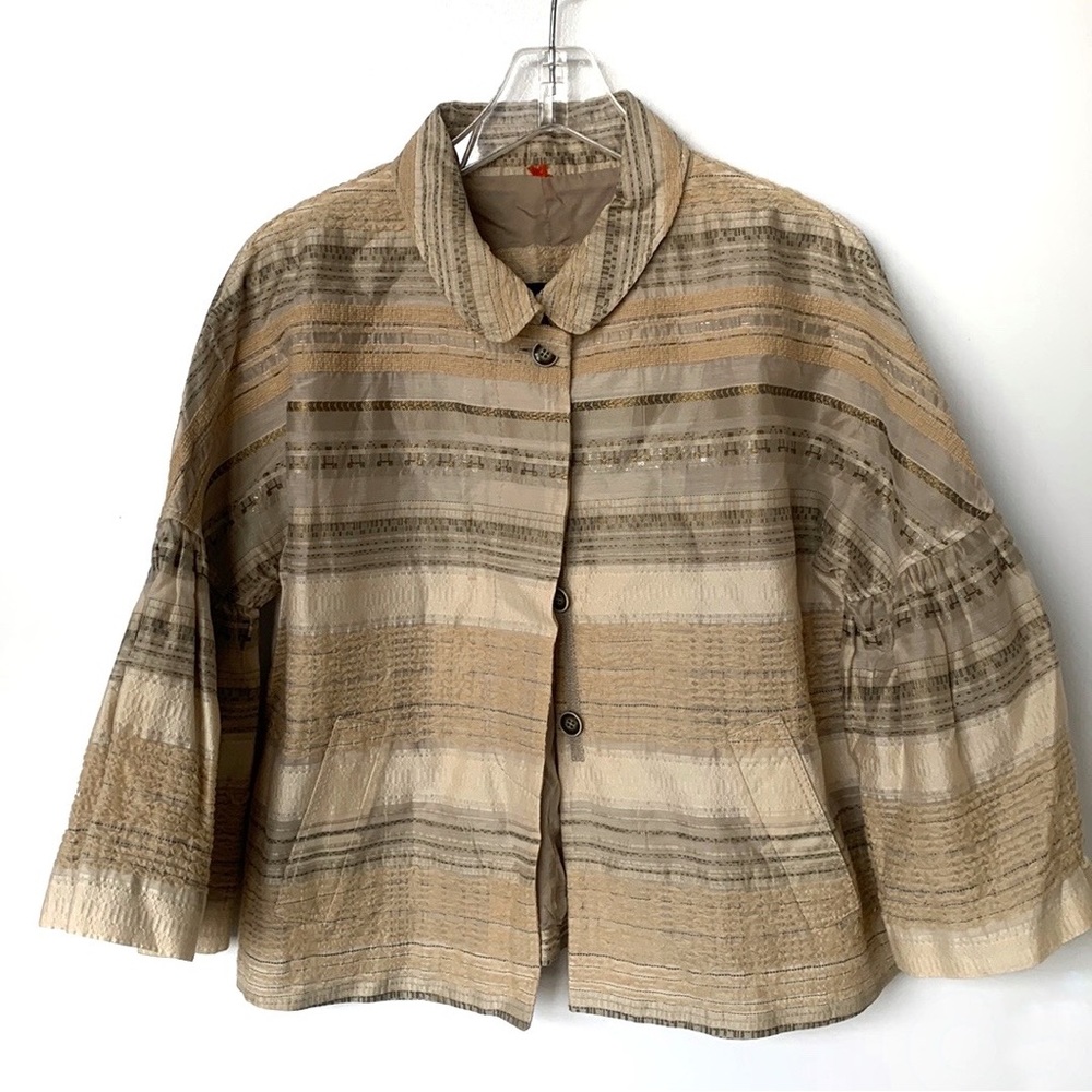 PIAZZA SEMPIONE Vintage Textured White, Beige, Gray, Gold Jacket - Size Medium